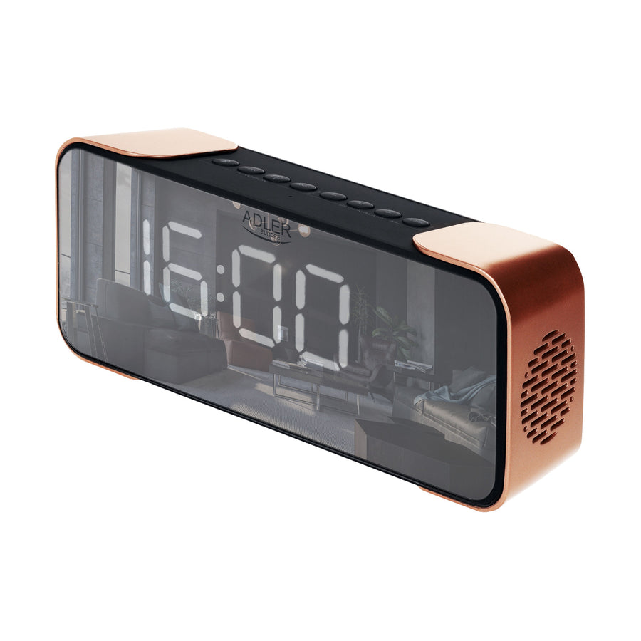 Ceas deșteptător radio fără fir din cupru cu afișaj LED și funcție Bluetooth