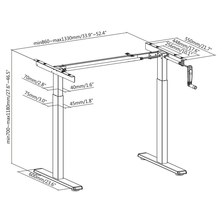 Cadru birou Maclean MC-790NB, 60 kg, 133 x 60 x 118 cm, negru