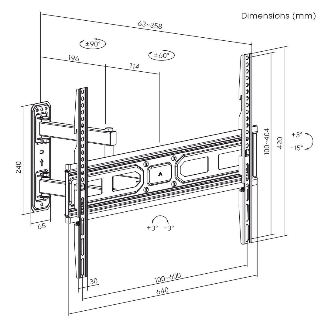 Suport TV Maclean MC-798N, 37-70", 35 kg, max VESA 600 x 400, negru