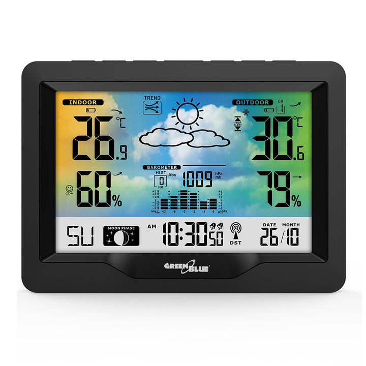 Statie meteo GreenBlue GB540N, sistem DCF, DC 5V, negru