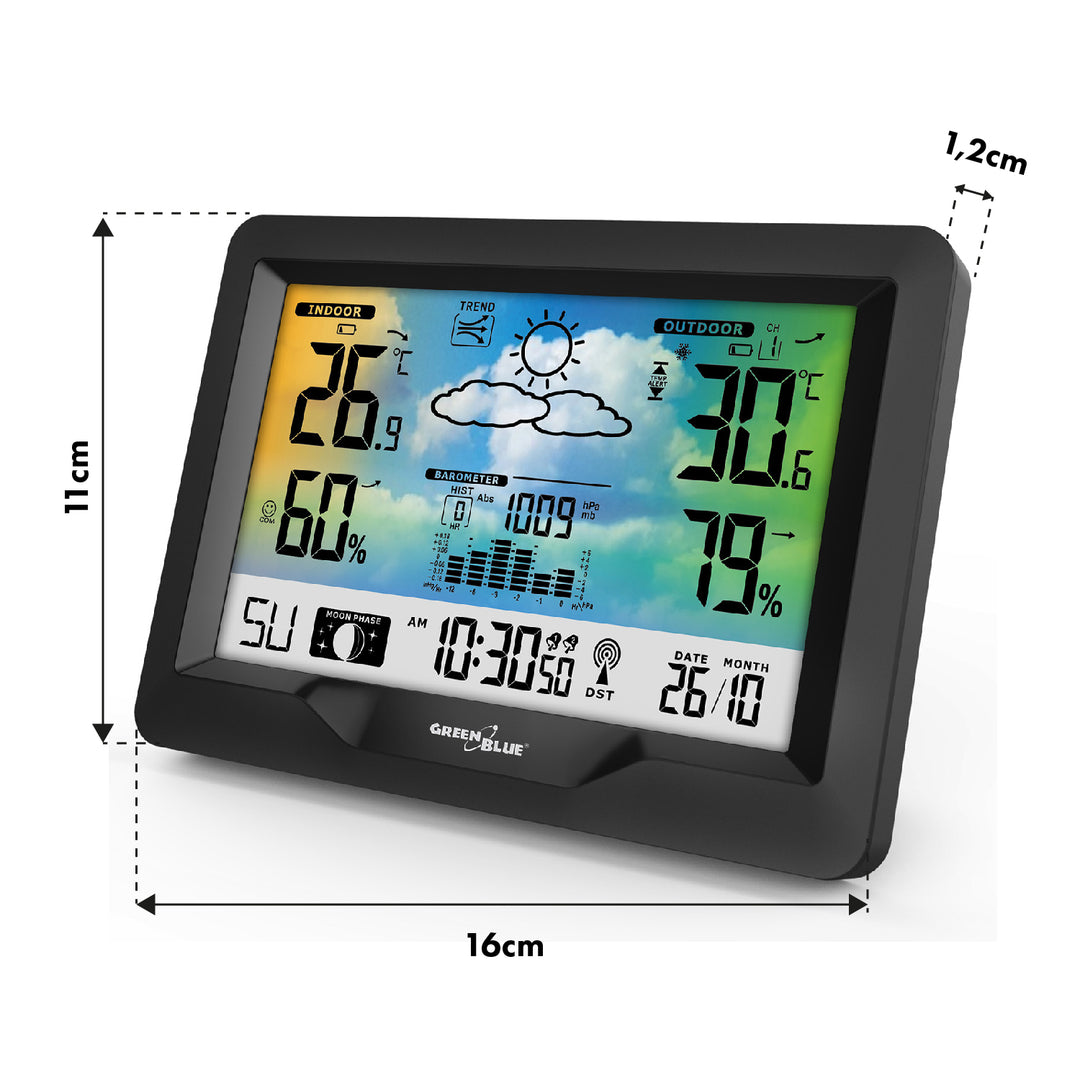 Statie meteo GreenBlue GB540N, sistem DCF, DC 5V, negru