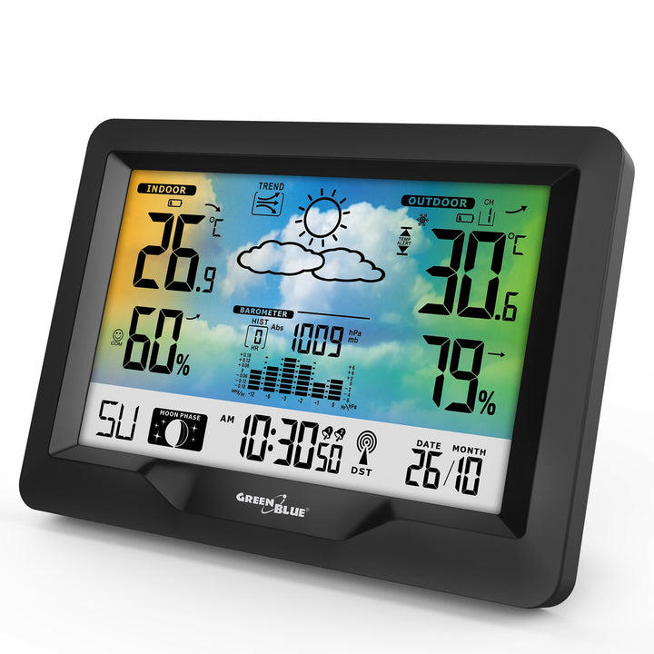 Statie meteo GreenBlue GB540N, sistem DCF, DC 5V, negru