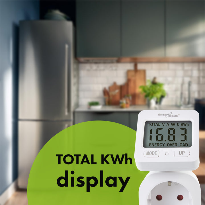 Contor de energie GreenBlue, wattmetru, 16A, max. 3680W, sub-memorie, GB615 F