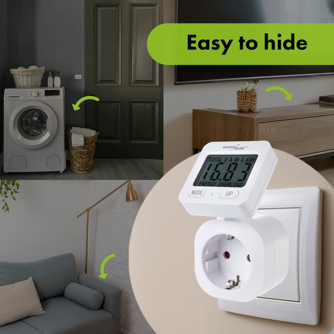 Contor de energie GreenBlue, wattmetru, 16A, max. 3680W, sub-memorie, GB615 F