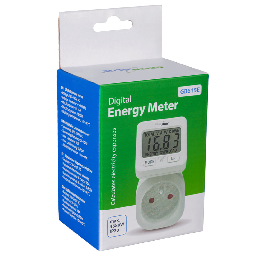 Contor de energie GreenBlue, wattmetru, 16A, max. 3680W, sub-memorie, GB615 E
