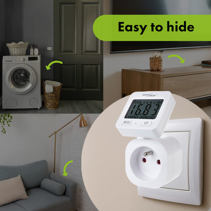 Contor de energie GreenBlue, wattmetru, 16A, max. 3680W, sub-memorie, GB615 E
