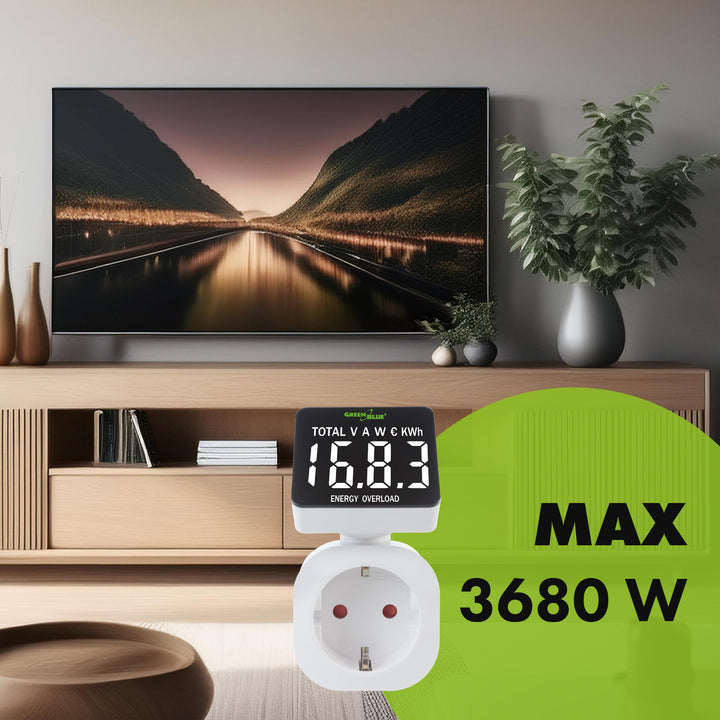 Contor de energie GreenBlue, wattmetru, 16A, max. 3680W, sub-memorie, GB620 E