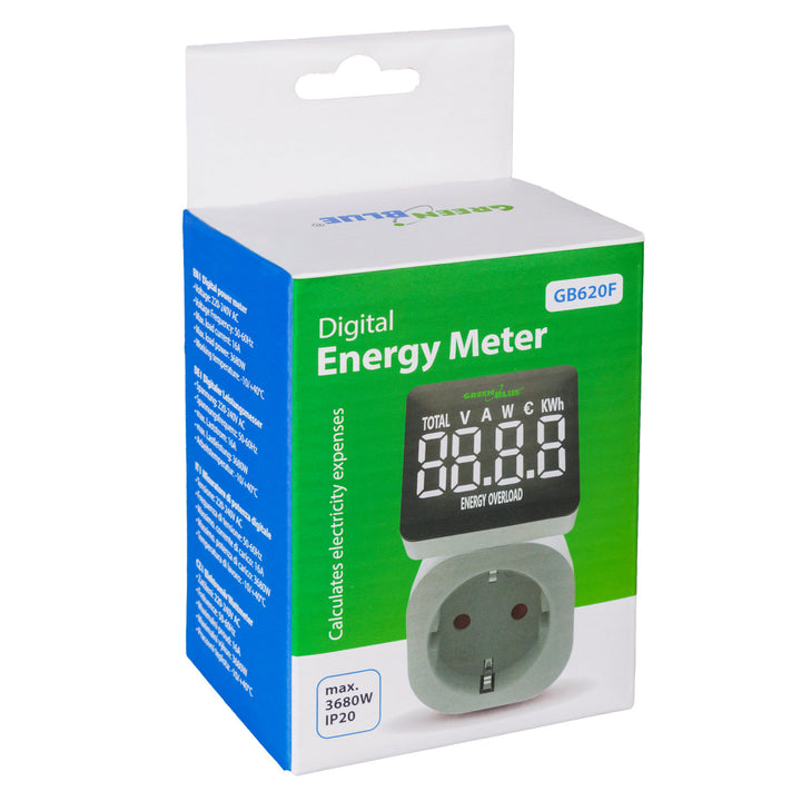 Contor de energie GreenBlue, wattmetru, 16A, max. 3680W, sub-memorie, GB620 F