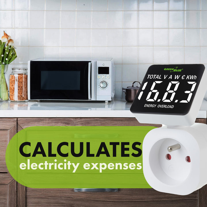 Contor de energie GreenBlue, wattmetru, 16A, max. 3680W, sub-memorie, GB620 F