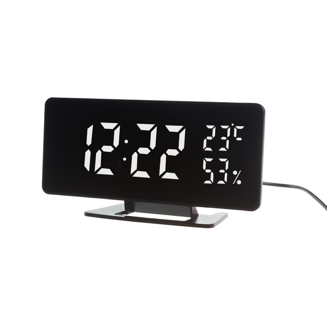 Ceas electronic cu alarmă și termometru GreenBlue GB395, higrometru, negru