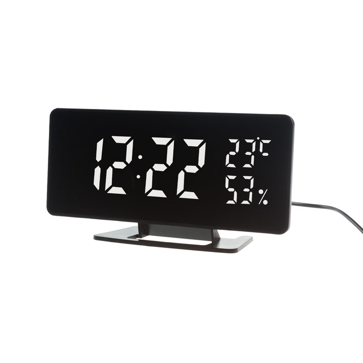 Ceas electronic cu alarmă și termometru GreenBlue GB395, higrometru, negru