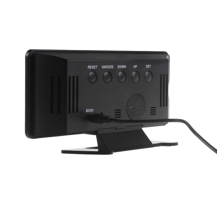 Ceas electronic cu alarmă și termometru GreenBlue GB395, higrometru, negru