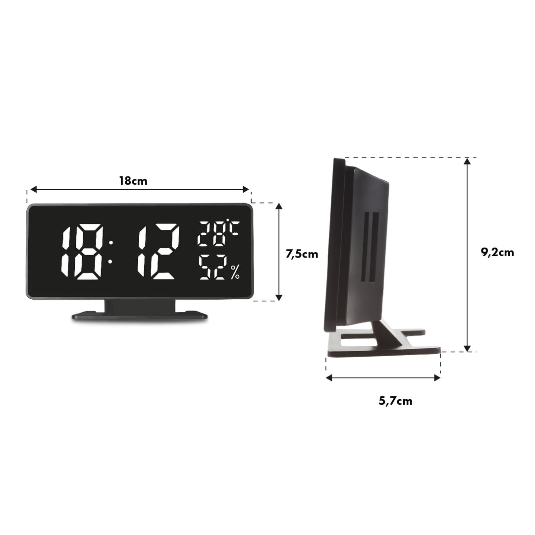 Ceas electronic cu alarmă și termometru GreenBlue GB395, higrometru, negru