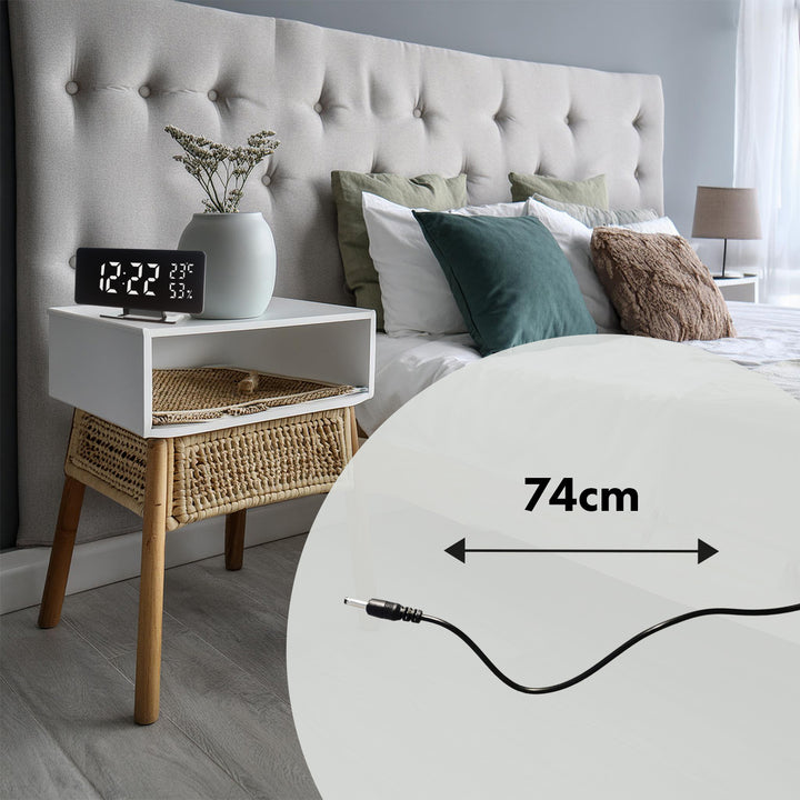 Ceas electronic cu alarmă și termometru GreenBlue GB395, higrometru, negru