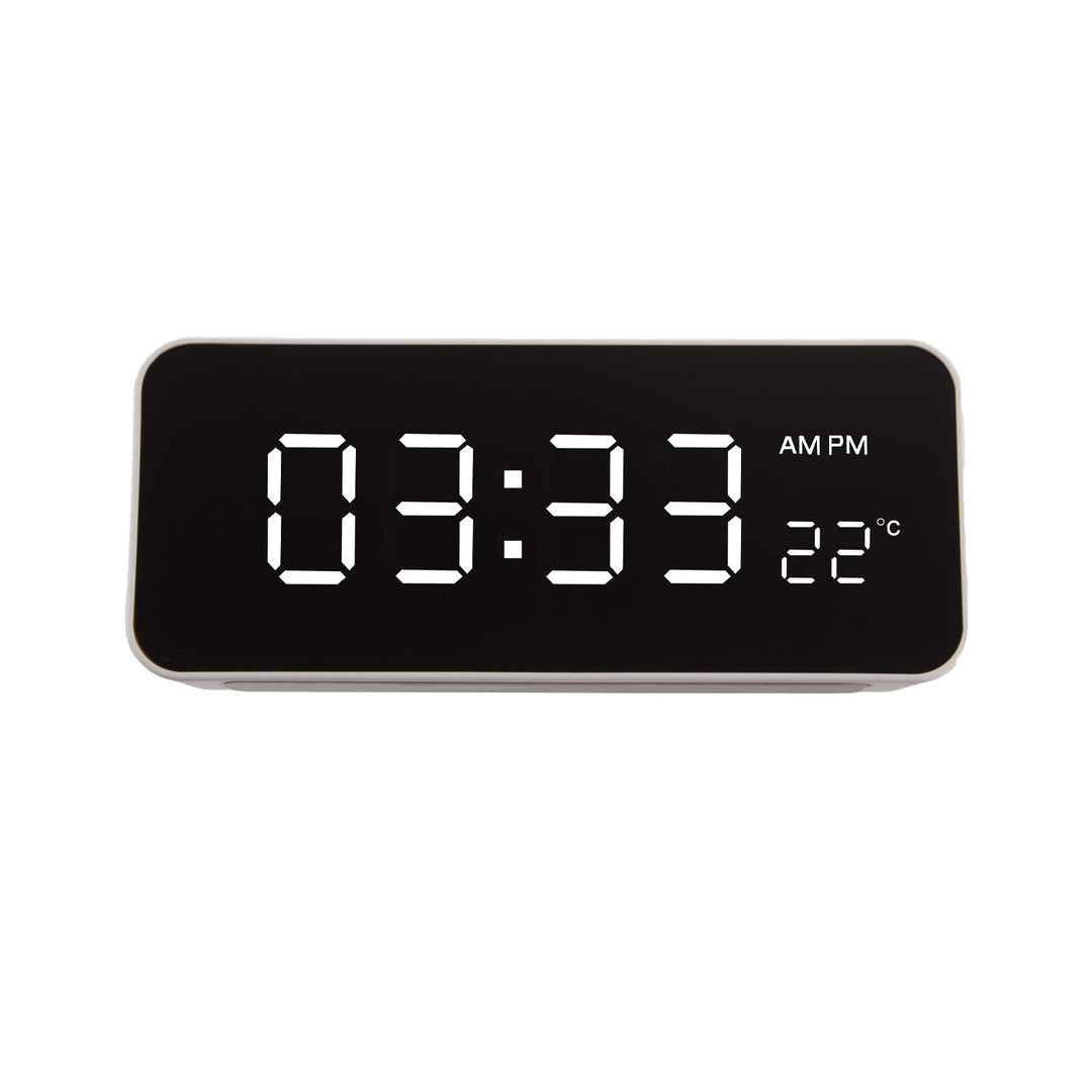 Ceas cu alarmă și termometru GreenBlue GB397, functie snooze, alb