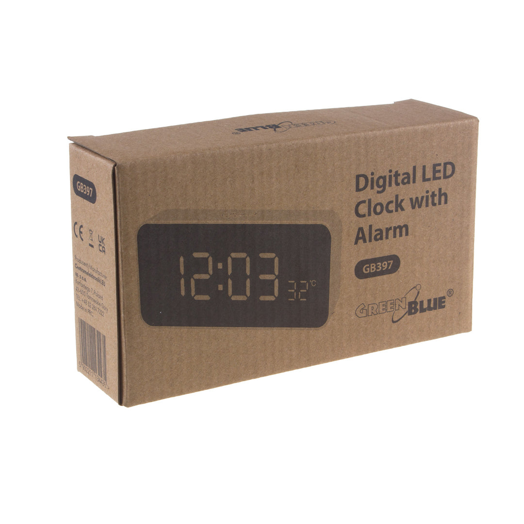 Ceas cu alarmă și termometru GreenBlue GB397, functie snooze, alb