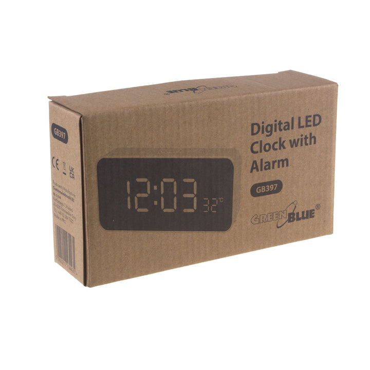Ceas cu alarmă și termometru GreenBlue GB397, functie snooze, alb
