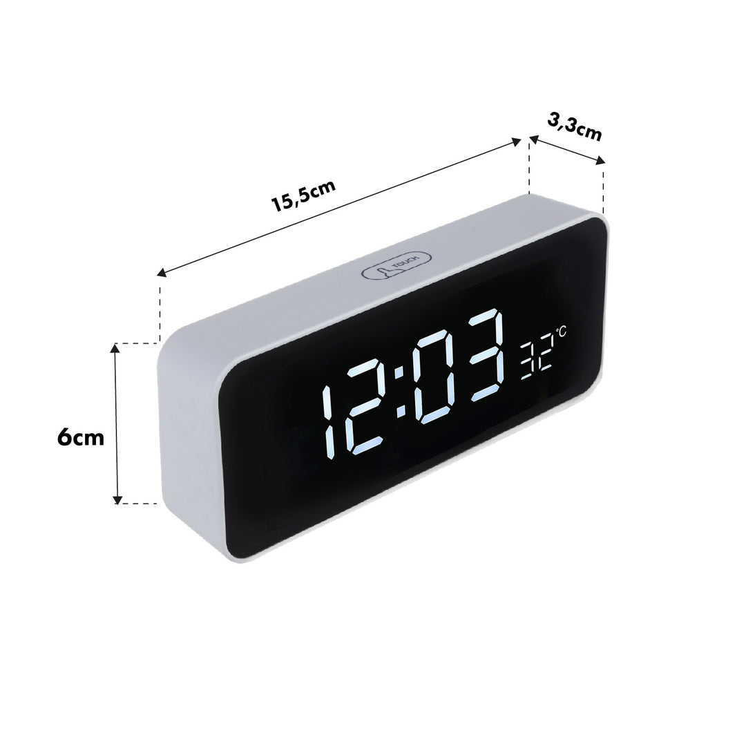 Ceas cu alarmă și termometru GreenBlue GB397, functie snooze, alb