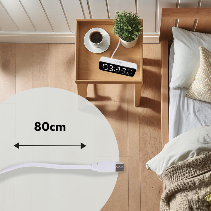 Ceas cu alarmă și termometru GreenBlue GB397, functie snooze, alb