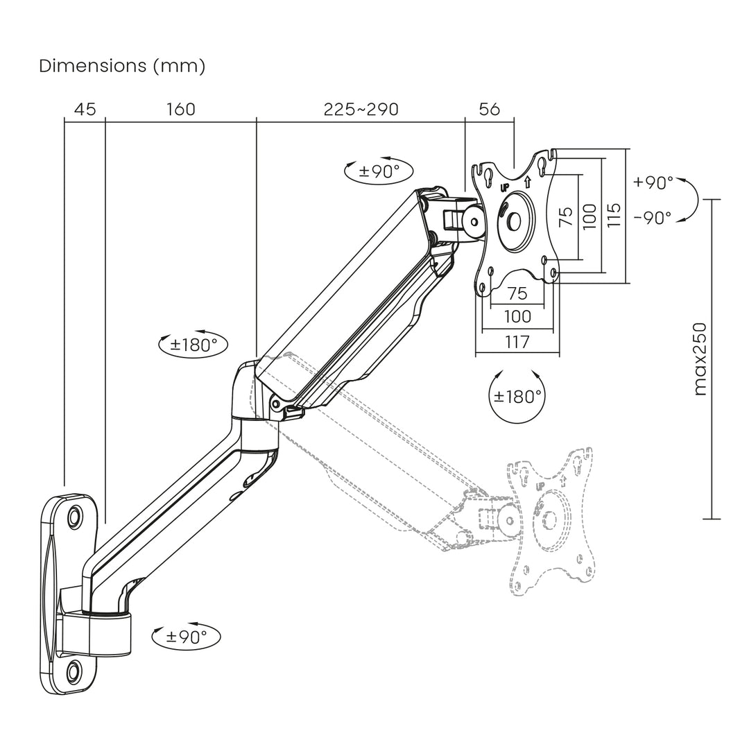 Suport de perete pentru monitor Maclean MC-332, 17-32", 9 kg, negru