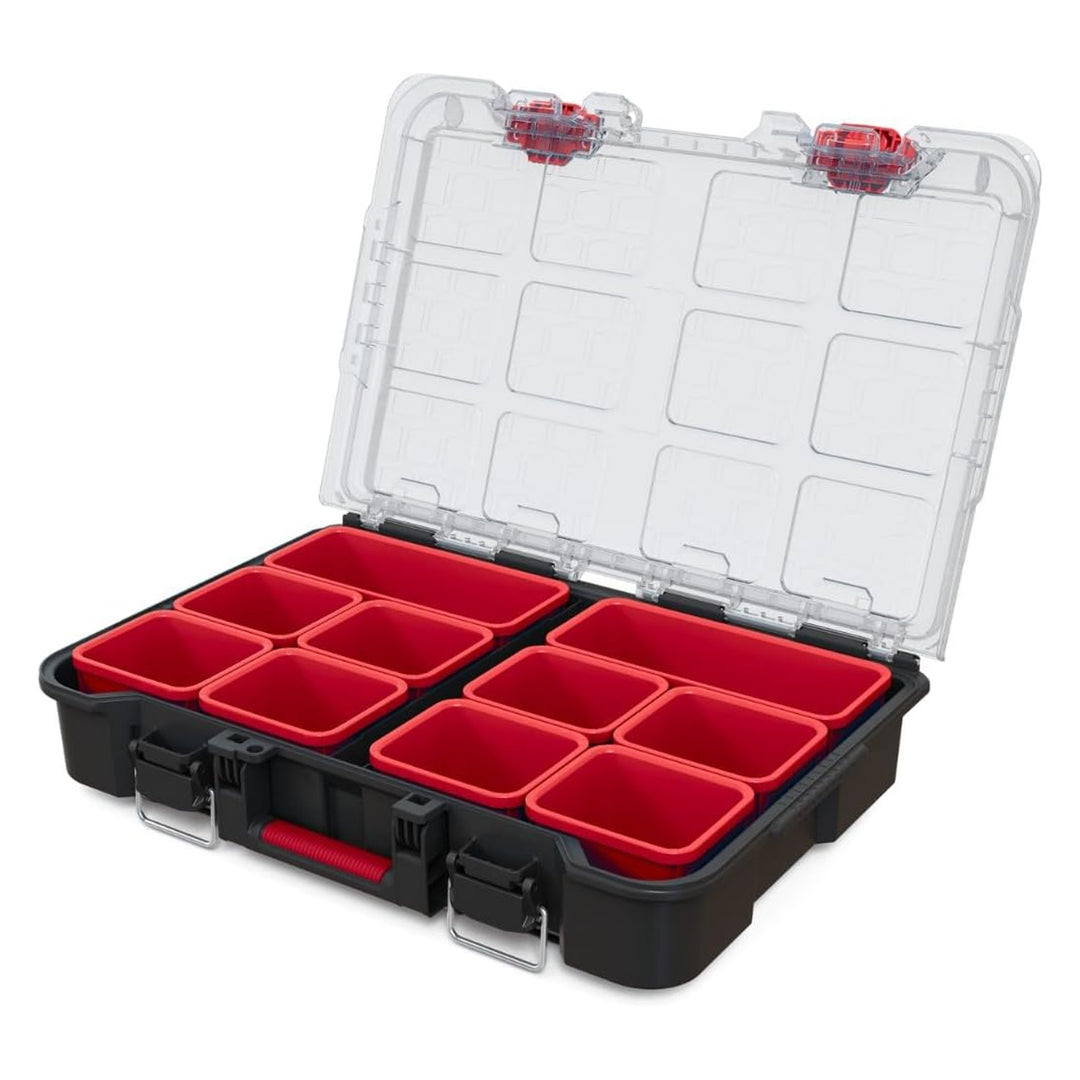 Set de 3 lazi Keter, cu roți, mâner telescopic, capacitate 150l, Stack'N'Roll