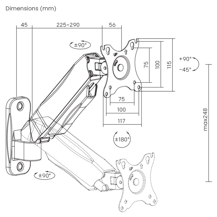 Suport de perete pentru monitor Maclean, 17-32'', 9kg max, arc mecanic, MC-979