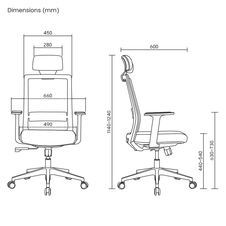 Scaun de birou ergonomic premium cu spătar înalt Ergo Office, max 150kg, ER-425