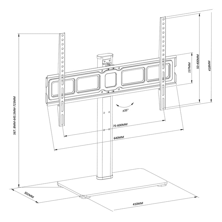 Suport TV universal Maclean MC-386, 40kg, max VESA 600x400 , 32-75", negru