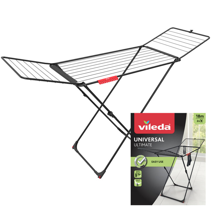 Uscător de rufe Vileda, suprafață de uscare 18m, negru, Universal Ultimate