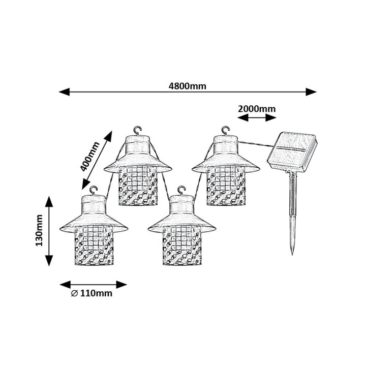 Lămpile solare Rabalux, 4 corpuri de iluminat, exterior, IP44, negru, Ximpu