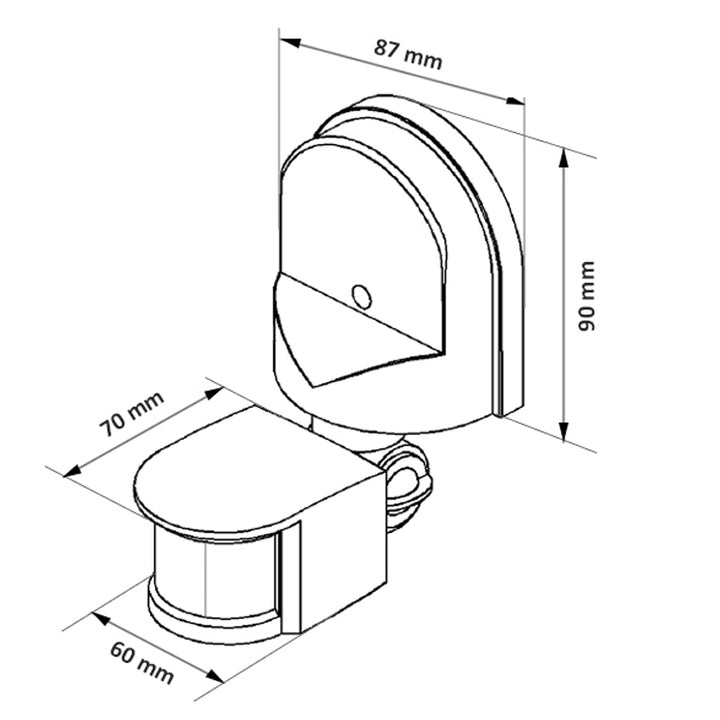 Senzor de miscare PIR cu infrarosu, Maclean MCE25 GR, IP44, 12 m, 1200W, antracit