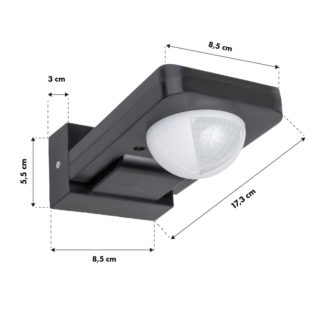 Senzor de miscare PIR cu infrarosu, Maclean MCE243 GR, IP65, 20 m, 2000W, antracit