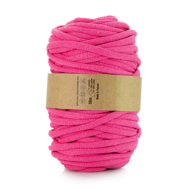 WAS, cordon de bumbac cu miez de poliester, împletit, 9 mm, 50 m, fucsia