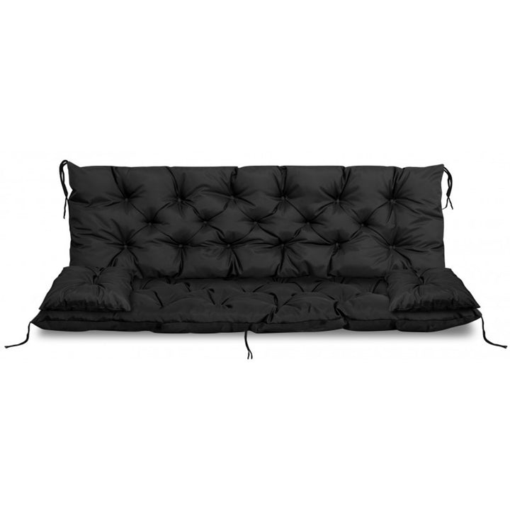 Set de grădină negru 150x60x50cm + 2 perne 42 x 42 cm