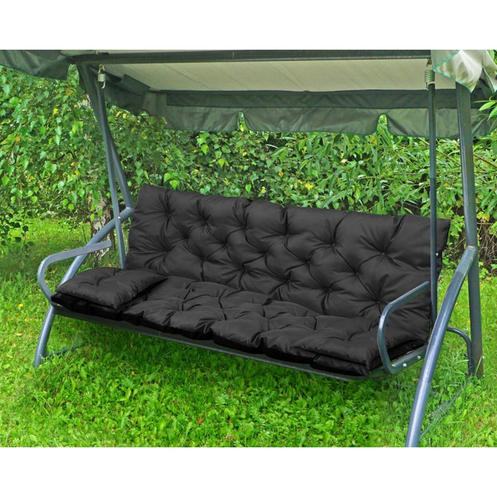 Set de grădină negru 150x60x50cm + 2 perne 42 x 42 cm