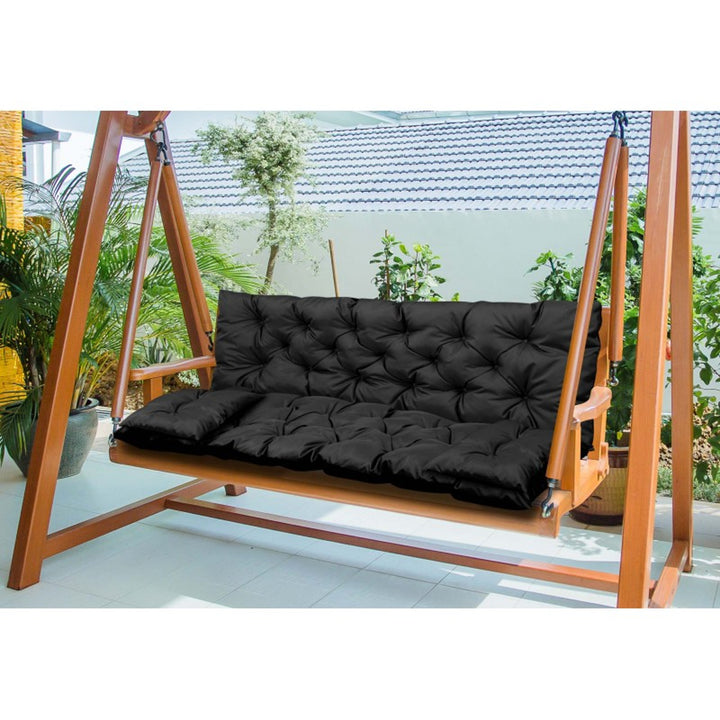 Set de grădină negru 150x60x50cm + 2 perne 42 x 42 cm