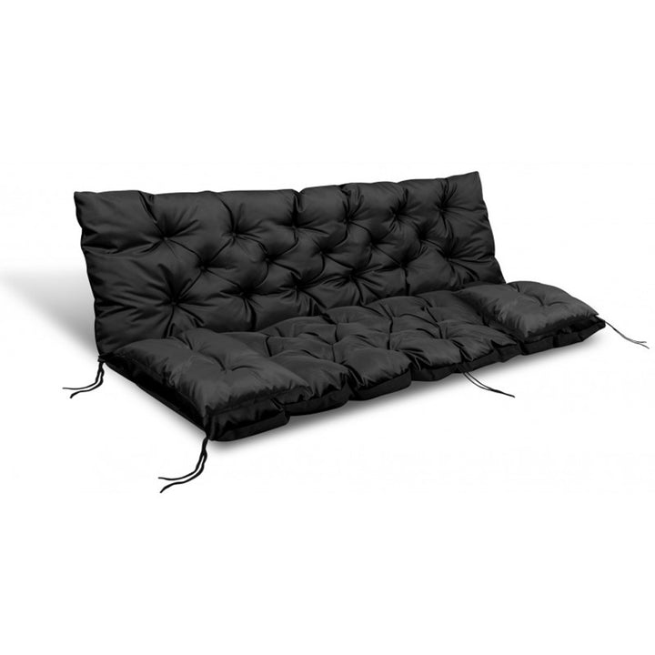 Set de grădină negru 150x60x50cm + 2 perne 42 x 42 cm
