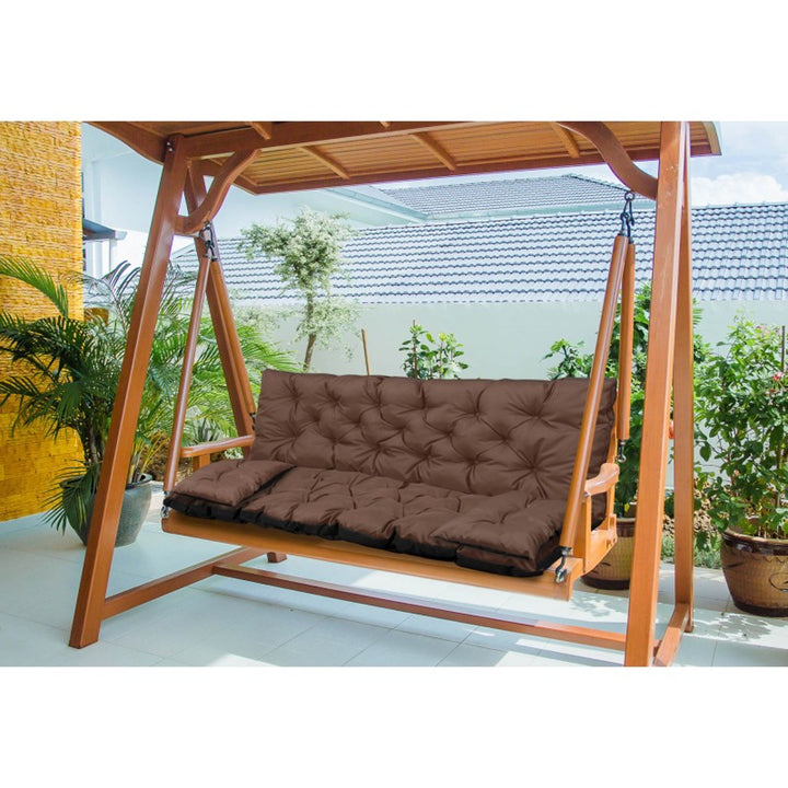 Perna pentru leagan sau banca, maro 150x60x50 cm + 2 perne 42 x 42 cm