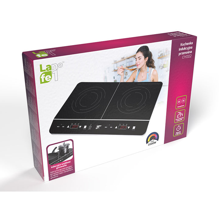 Aragaz cu inducție Lafe, electric, portabil, 3500 W, dublu, CIY 002