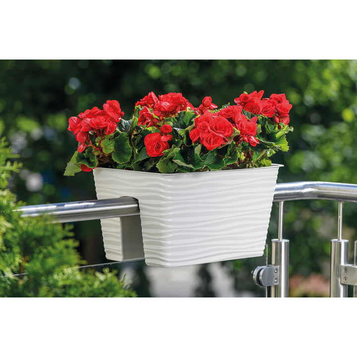 Ghiveci de flori,pentru balustradă, 40cm, PP, gri deschis, Sahara 40