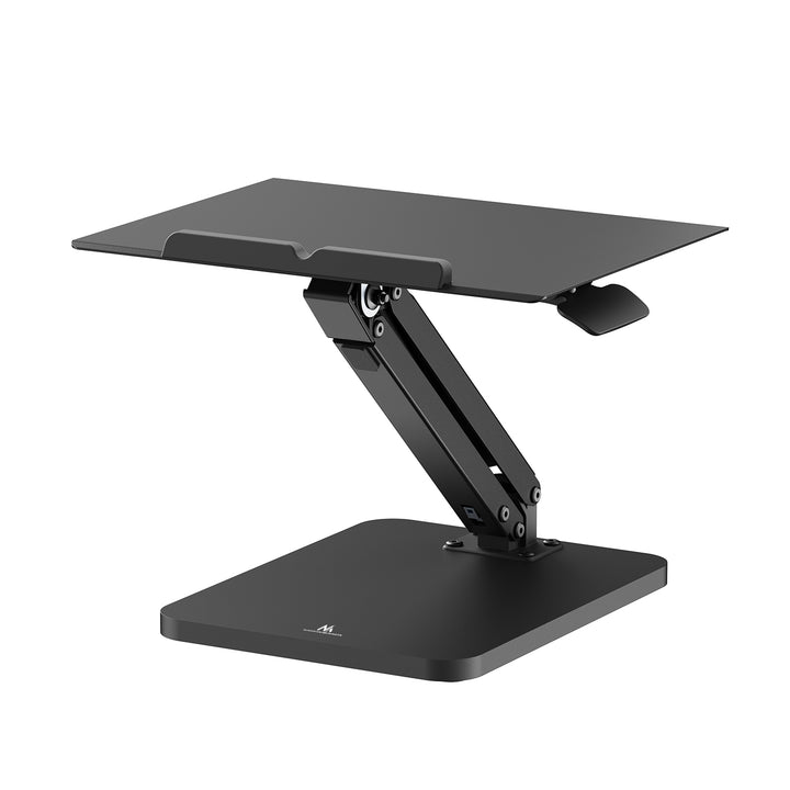 Suport de birou Maclean pentru monitor sau laptop, arc cu gaz, pentru stat în picioare și așezat, negru, MC-493