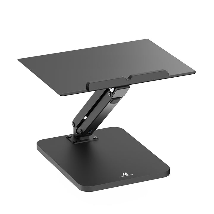 Suport de birou Maclean pentru monitor sau laptop, arc cu gaz, pentru stat în picioare și așezat, negru, MC-493