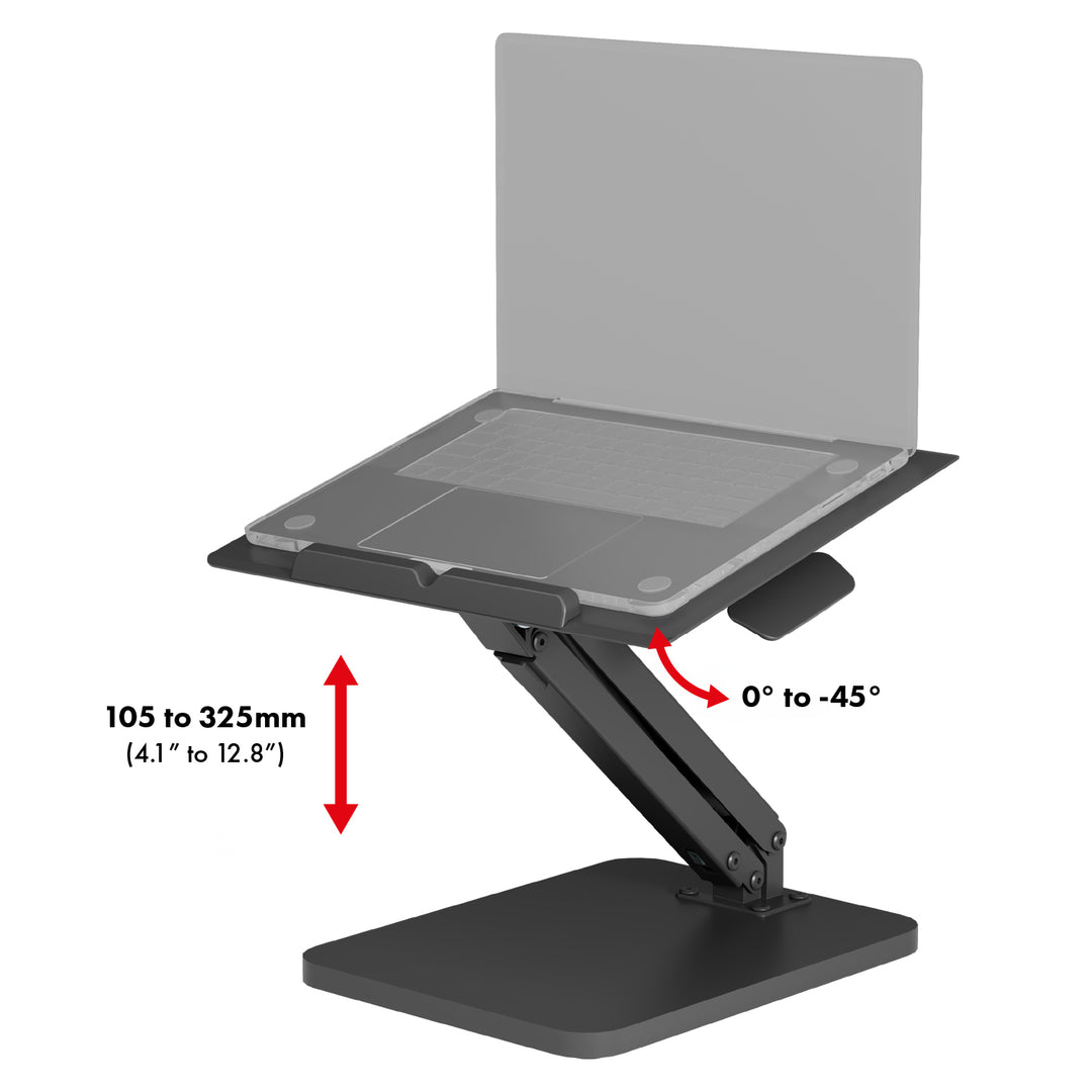 Suport de birou Maclean pentru monitor sau laptop, arc cu gaz, pentru stat în picioare și așezat, negru, MC-493