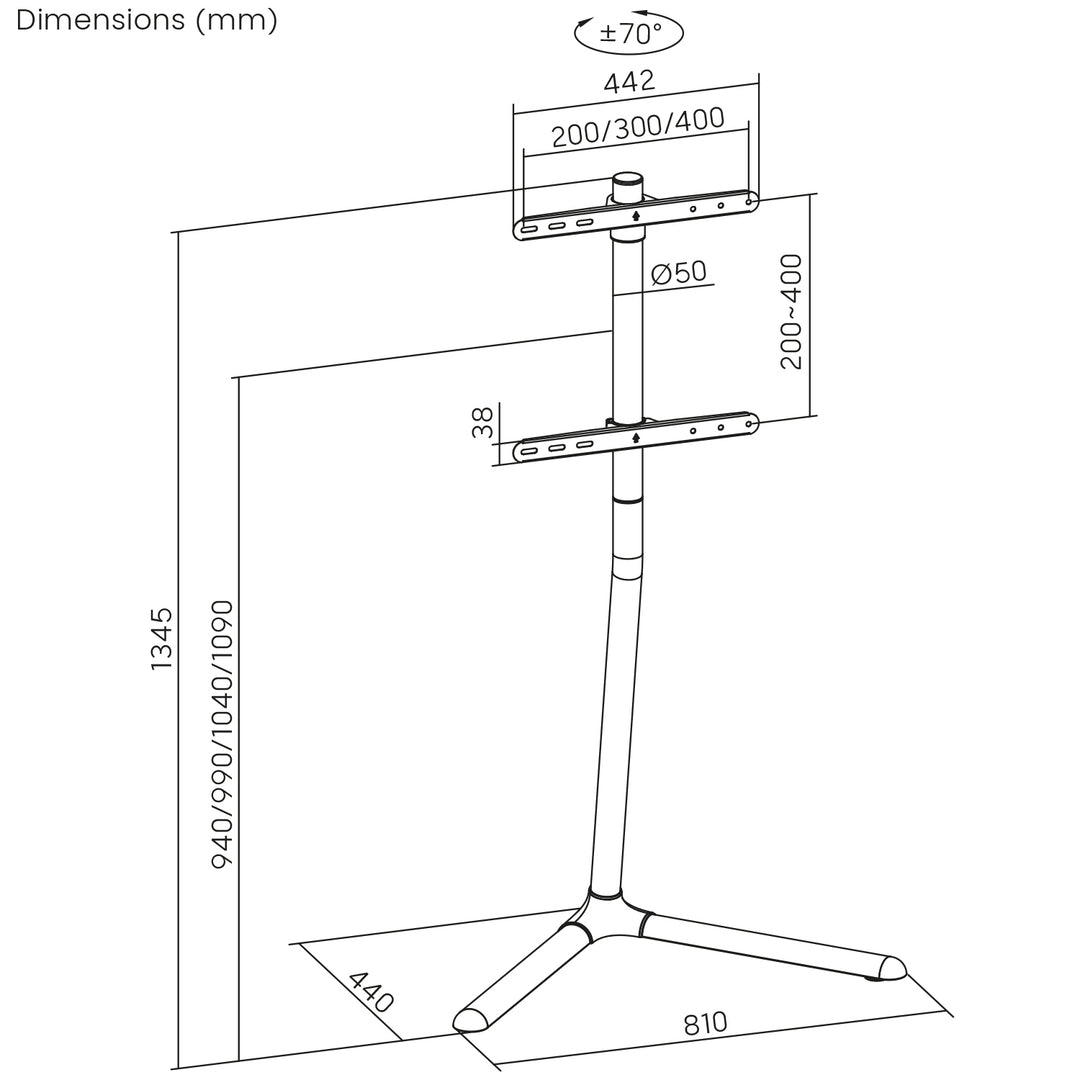 Suport de podea Maclean pentru TV, 32-70", max. VESA 400x400, max. 40kg, MC-494