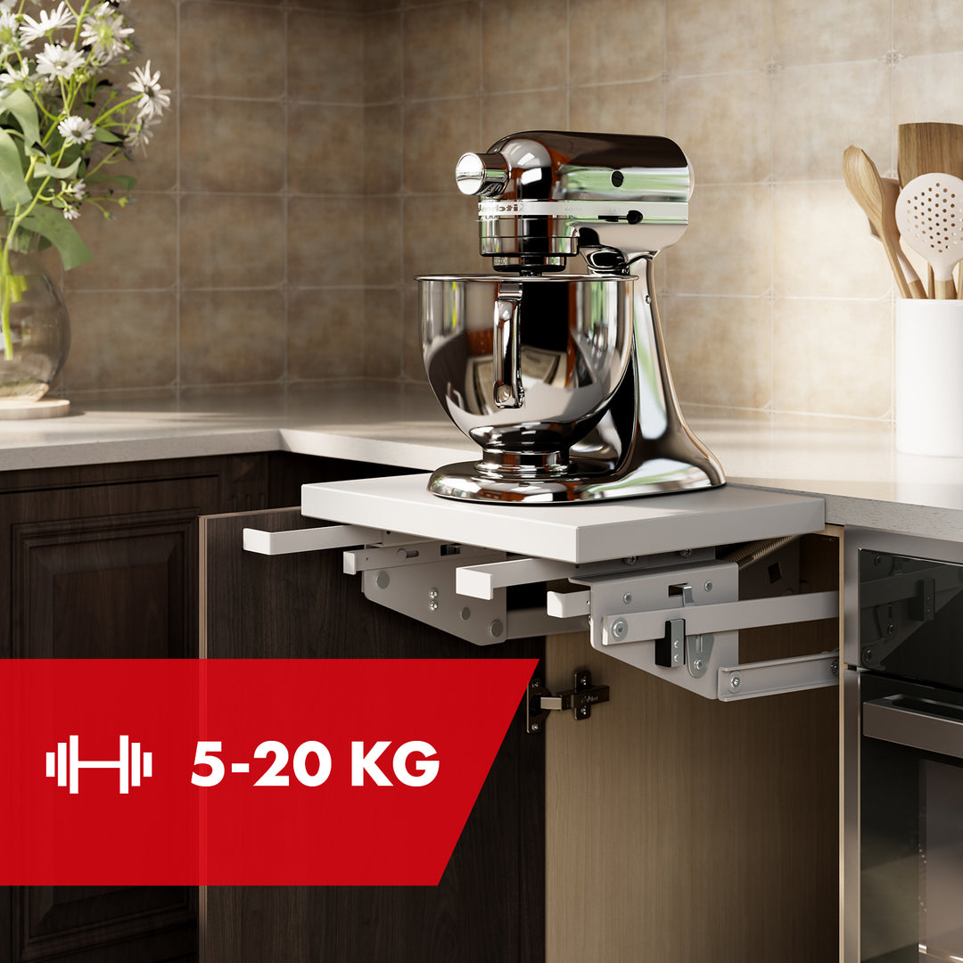 Suport extensie bucătărie până la 20 kg cu arcuri, raft extensibil încorporat pentru bucătărie 5-20kg. 820x168x106mm MC-497