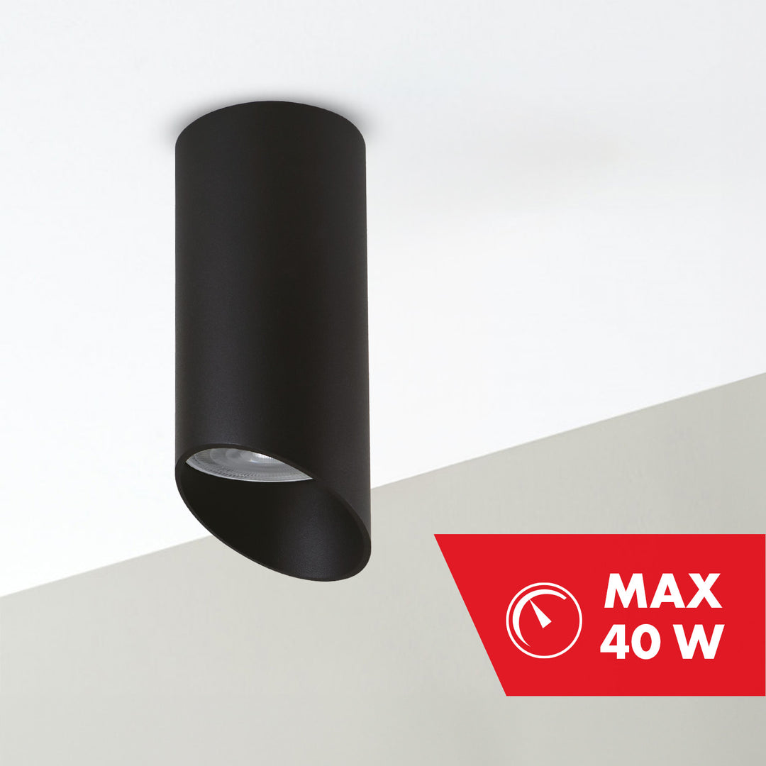 Maclean corp de iluminat de suprafață/tub, spot, rotund, aluminiu, GU10, 55x130mm, negru, MCE360 B