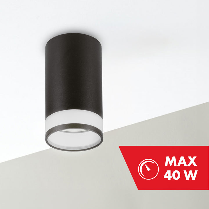 Maclean corp de iluminat de suprafață/tub, spot, rotund, aluminiu, GU10, 55x105mm, negru, MCE361 B