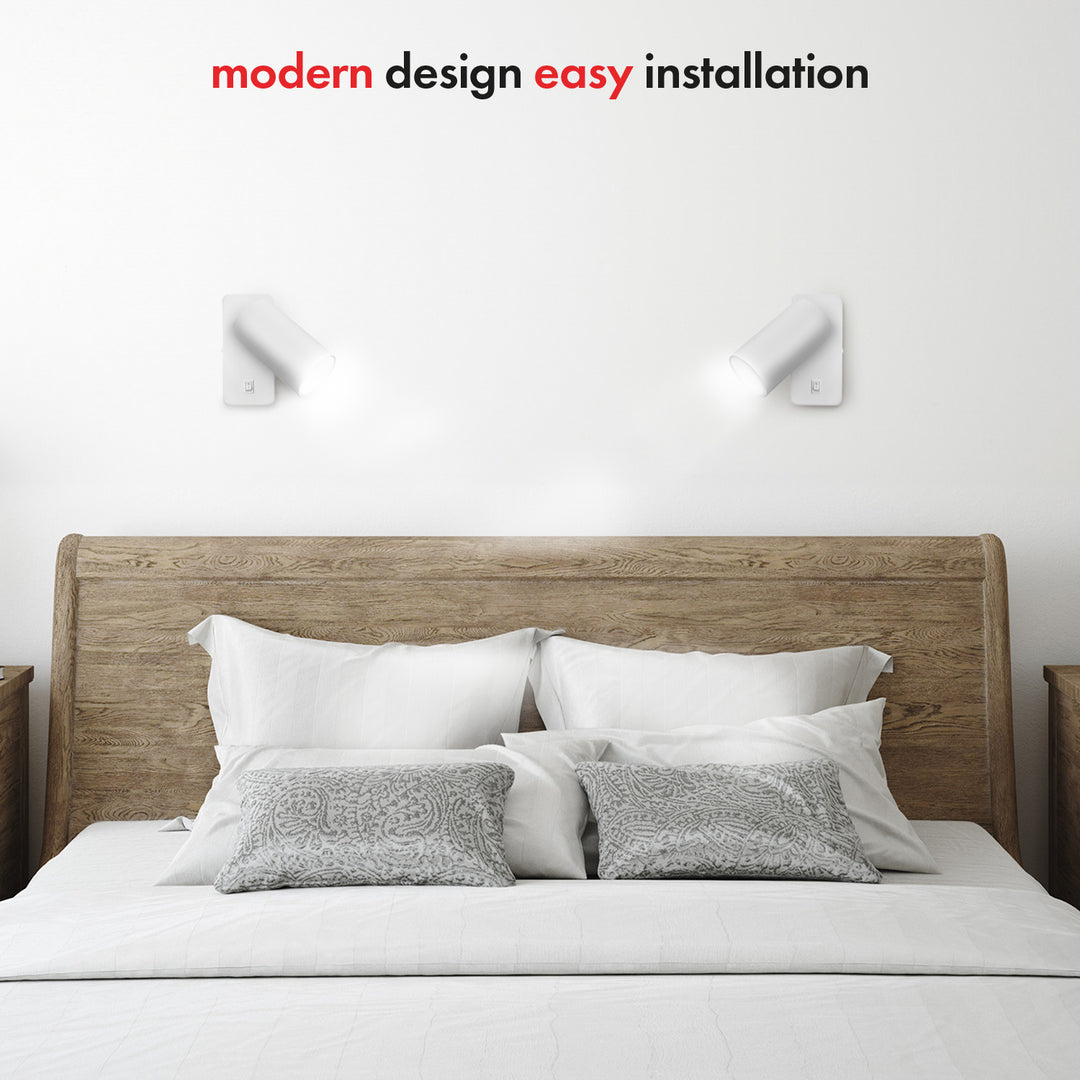 Maclean wall lamp / wall light, spot, rotund, GU10, cu întrerupător 55x100mm, alb, MCE369 W