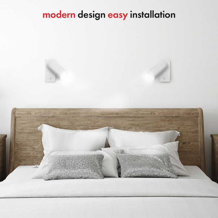 Maclean wall lamp / wall light, spot, rotund, GU10, cu întrerupător 55x100mm, alb, MCE369 W