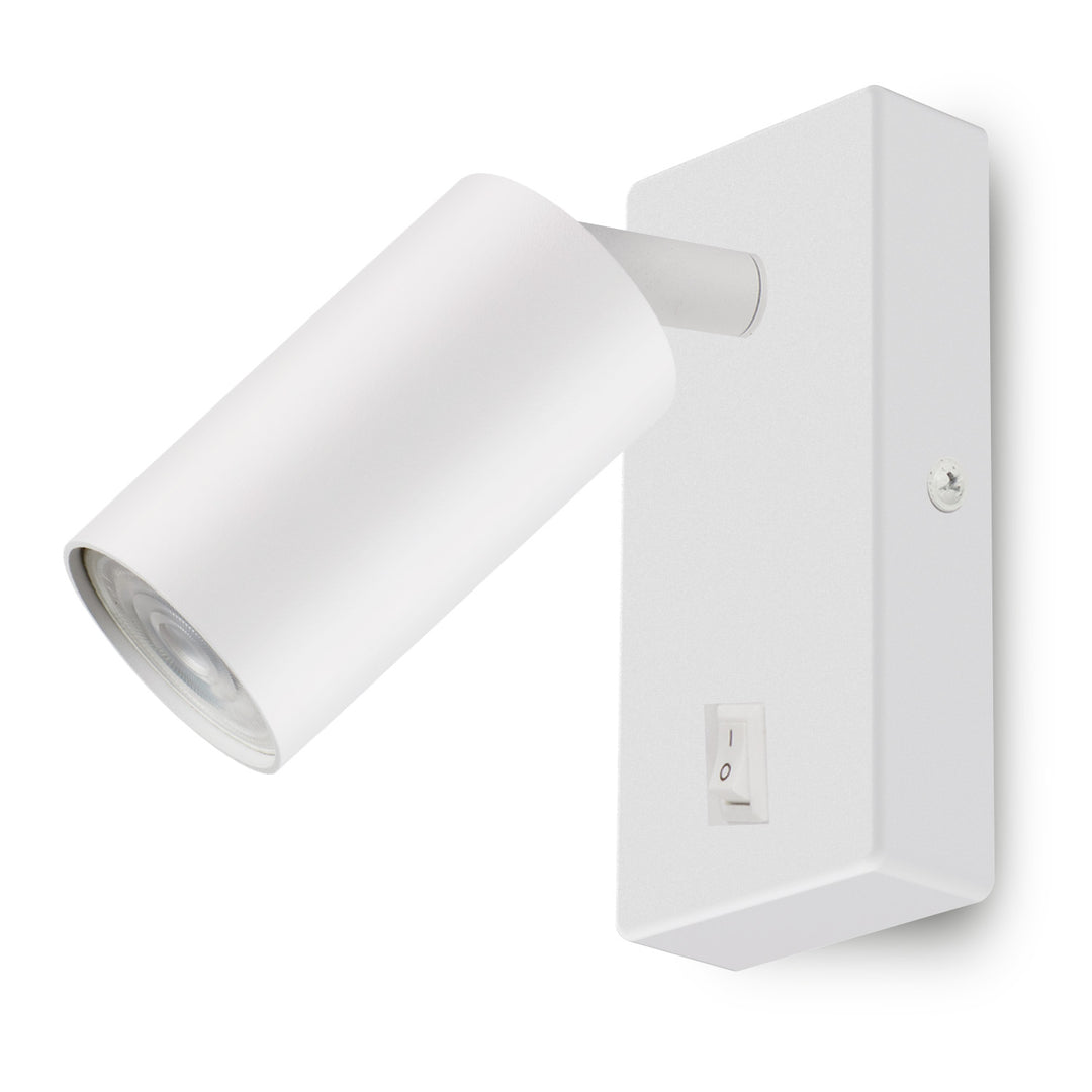 Maclean wall lamp / wall light, spot, rotund, GU10, cu întrerupător 55x100mm, alb, MCE369 W